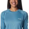 Columbia Women’s Tidal Tee II Long Sleeve Hoodie(Canyon Blue Heather/White Logo)