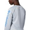 Columbia Women’s Tidal Tee II Long Sleeve Hoodie(Cirrus Grey Heather/Stormy Blue Logo)