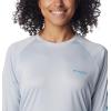 Columbia Women’s Tidal Tee II Long Sleeve Hoodie(Cirrus Grey/Ocean Blue Logo)