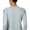 Columbia Women’s Tidal Tee II Long Sleeve Hoodie(Cirrus Grey/Stormy Blue Logo)