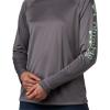 Columbia Women’s Tidal Tee II Long Sleeve Hoodie(City Grey/New Mint Logo)