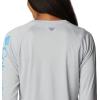 Columbia Women’s Tidal Tee II Long Sleeve Hoodie(Cool Grey/Riptide Logo)