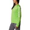 Columbia Women’s Tidal Tee II Long Sleeve Hoodie(Green Mamba/White Logo)