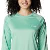 Columbia Women’s Tidal Tee II Long Sleeve Hoodie(Kelp Heather/White Logo)