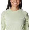 Columbia Women’s Tidal Tee II Long Sleeve Hoodie(Light Lime Heather/White Logo)