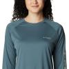Columbia Women’s Tidal Tee II Long Sleeve Hoodie(Metal/Safari Logo)