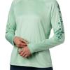 Columbia Women’s Tidal Tee II Long Sleeve Hoodie(New Mint/Waterfall Logo)