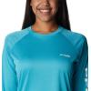 Columbia Women’s Tidal Tee II Long Sleeve Hoodie(Ocean Teal Heather/White Logo)