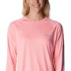 Columbia Women’s Tidal Tee II Long Sleeve Hoodie(Red Hibiscus/White Logo)