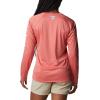 Columbia Women’s Tidal Tee II Long Sleeve Hoodie(Red Spark Heather/White Logo)