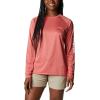 Columbia Women’s Tidal Tee II Long Sleeve Hoodie(Red Spark Heather/White Logo)