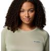 Columbia Women’s Tidal Tee II Long Sleeve Hoodie(Smokey Sage/Carbon Logo)