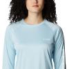 Columbia Women’s Tidal Tee II Long Sleeve Hoodie(Spring Blue Heather/White Logo)