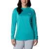 Columbia Women’s Tidal Tee II Long Sleeve Hoodie(Tropic Water Heather/Lime Glow Logo)