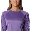 Columbia Women’s Tidal Tee II Long Sleeve Hoodie(Vivid Purple Heather/Mint Cay Logo)