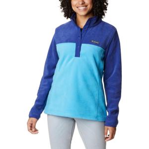 Columbia Womens Benton Springs Half Snap II Pull Over Fleece Jacket, Dark Stone/Canoe/Vintage Blue, 3X(Blue Chill/Dark Sapphire)