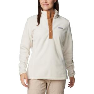 Columbia Womens Benton Springs Half Snap II Pull Over Fleece Jacket, Dark Stone/Canoe/Vintage Blue, 3X(Chalk/Camel Brown)