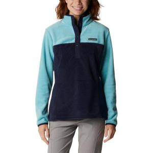 Columbia Womens Benton Springs Half Snap II Pull Over Fleece Jacket, Dark Stone/Canoe/Vintage Blue, 3X(Dark Nocturnal/Sea Wave)