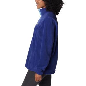 Columbia Womens Benton Springs Half Snap II Pull Over Fleece Jacket, Dark Stone/Canoe/Vintage Blue, 3X(Dark Sapphire/Vista Blue)