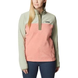 Columbia Womens Benton Springs Half Snap II Pull Over Fleece Jacket, Dark Stone/Canoe/Vintage Blue, 3X(Faded Peach/Safari/Stone Green)