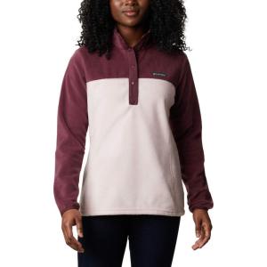 Columbia Womens Benton Springs Half Snap II Pull Over Fleece Jacket, Dark Stone/Canoe/Vintage Blue, 3X(Malbec/Mineral Pink)