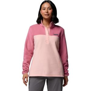 Columbia Womens Benton Springs Half Snap II Pull Over Fleece Jacket, Dark Stone/Canoe/Vintage Blue, 3X(Pink Sand/Rosette)