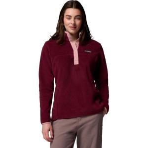 Columbia Womens Benton Springs Half Snap II Pull Over Fleece Jacket, Dark Stone/Canoe/Vintage Blue, 3X(Rich Wine/Eraser Pink)