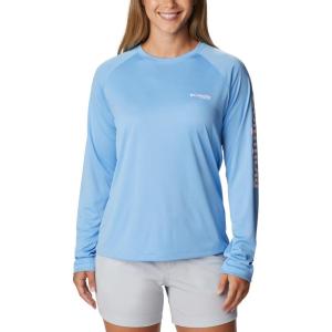 Columbia Women’s Tidal Tee II Long Sleeve Hoodie(Agate/Satin Pink Logo)