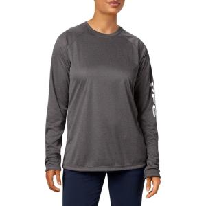 Columbia Women’s Tidal Tee II Long Sleeve Hoodie(Black Heather/Cirrus Grey Logo)