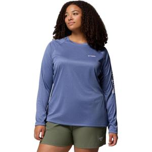 Columbia Women’s Tidal Tee II Long Sleeve Hoodie(Bluebell Heather/White Logo)
