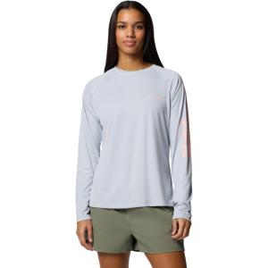 Columbia Women’s Tidal Tee II Long Sleeve Hoodie(Cirrus Grey/Tiki Pink Logo)