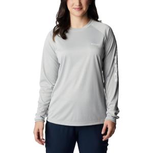 Columbia Women’s Tidal Tee II Long Sleeve Hoodie(Cool Grey Heather/White Logo)