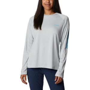 Columbia Women’s Tidal Tee II Long Sleeve Hoodie(Cool Grey/Riptide Logo)