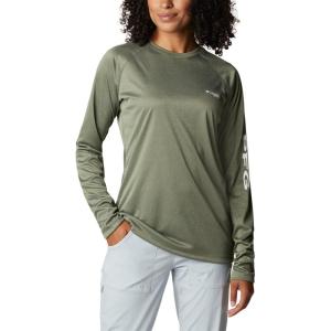 Columbia Women’s Tidal Tee II Long Sleeve Hoodie(Cypress Heather/White Logo)