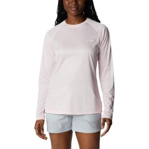 Columbia Women’s Tidal Tee II Long Sleeve Hoodie(Satin Pink Heather/White Logo)
