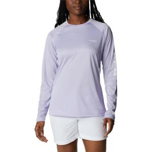 Columbia Women’s Tidal Tee II Long Sleeve Hoodie(Soft Violet Heather/White Logo)