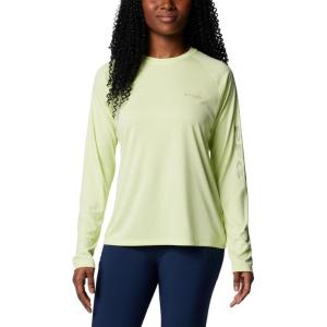 Columbia Women’s Tidal Tee II Long Sleeve Hoodie(Spring Yellow/Smokey Sage Logo)