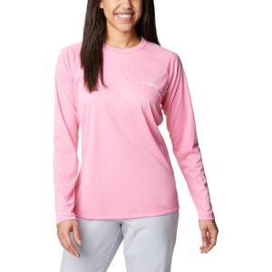 Columbia Women’s Tidal Tee II Long Sleeve Hoodie(Tropic Pink/White Logo)