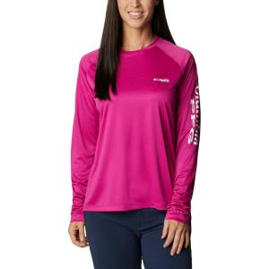 Columbia Women’s Tidal Tee II Long Sleeve Hoodie(Wild Fuchsia/White Logo)