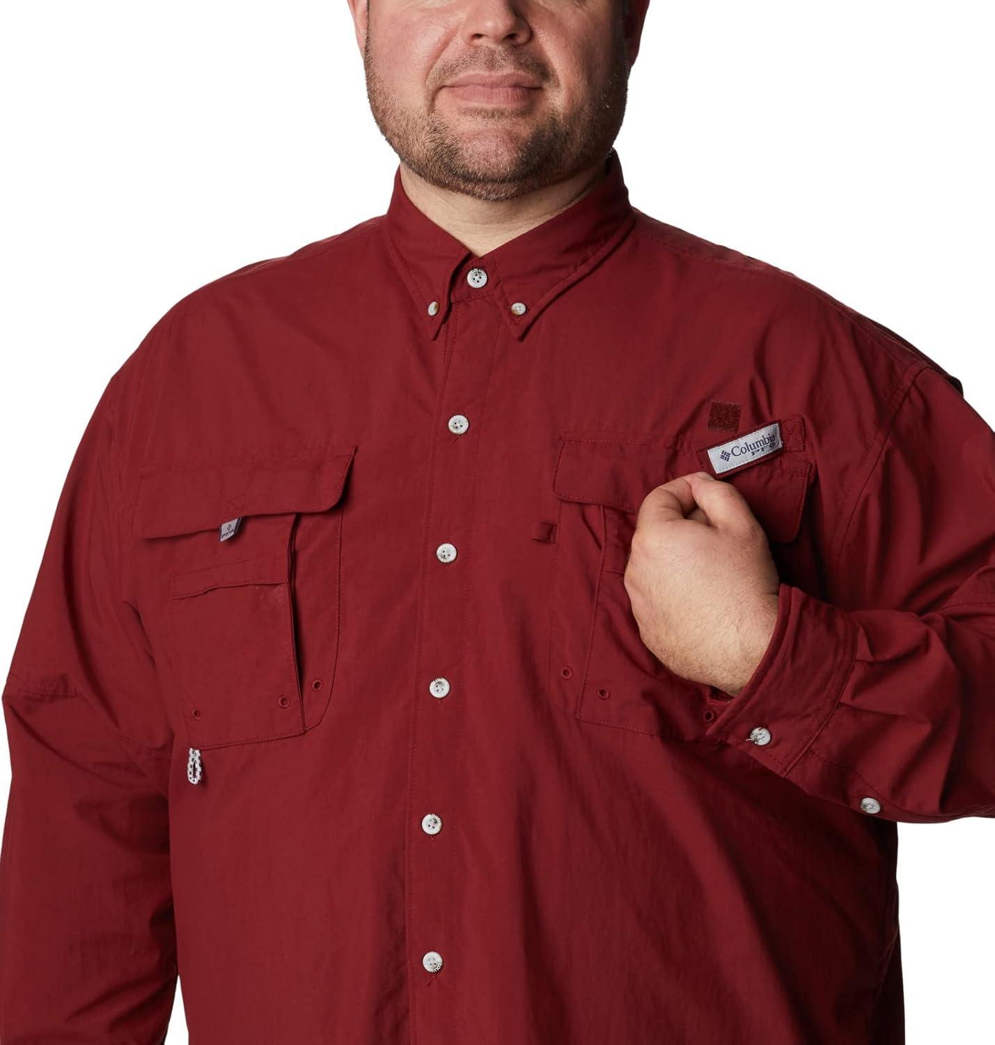 imageColumbia Mens PFG Bahama II Long Sleeve Fishing ShirtRed Jasper