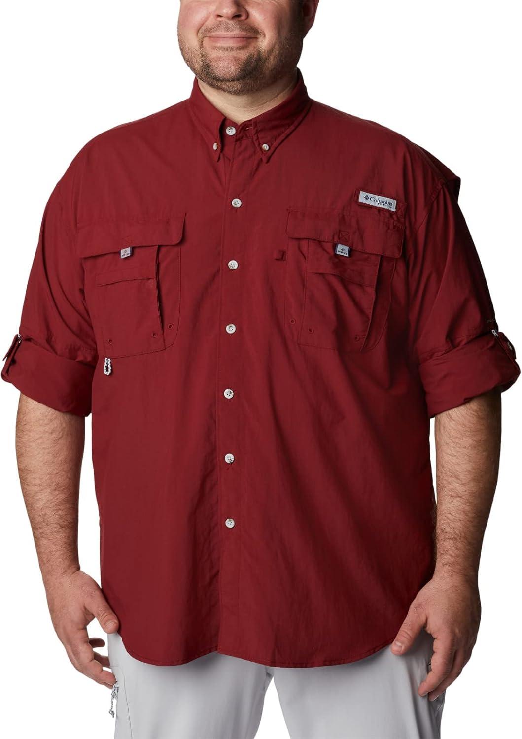 imageColumbia Mens PFG Bahama II Long Sleeve Fishing ShirtRed Jasper