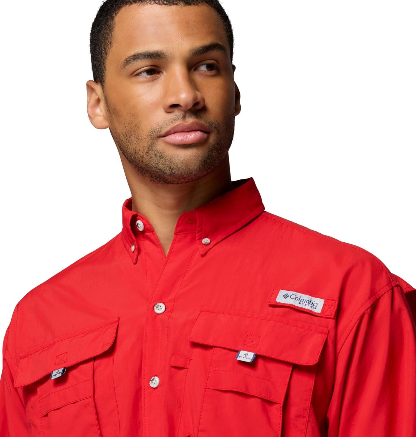 imageColumbia Mens PFG Bahama II Long Sleeve Fishing ShirtRed Spark