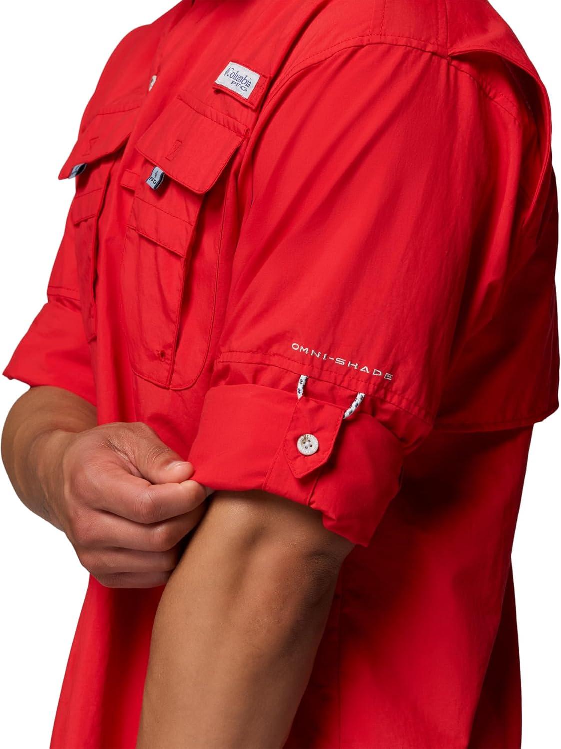 imageColumbia Mens PFG Bahama II Long Sleeve Fishing ShirtRed Spark