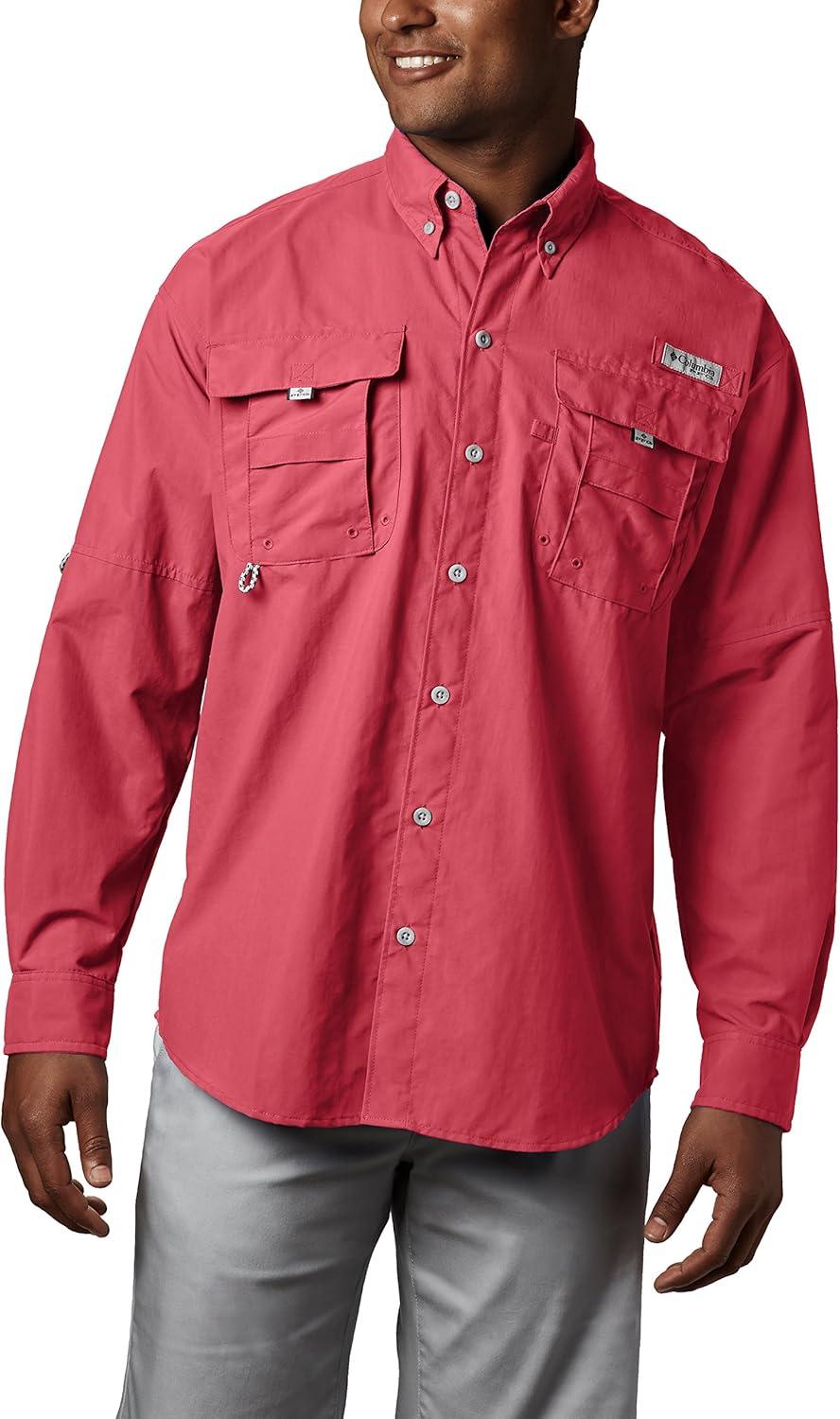 imageColumbia Mens PFG Bahama II Long Sleeve Fishing ShirtSunset Red