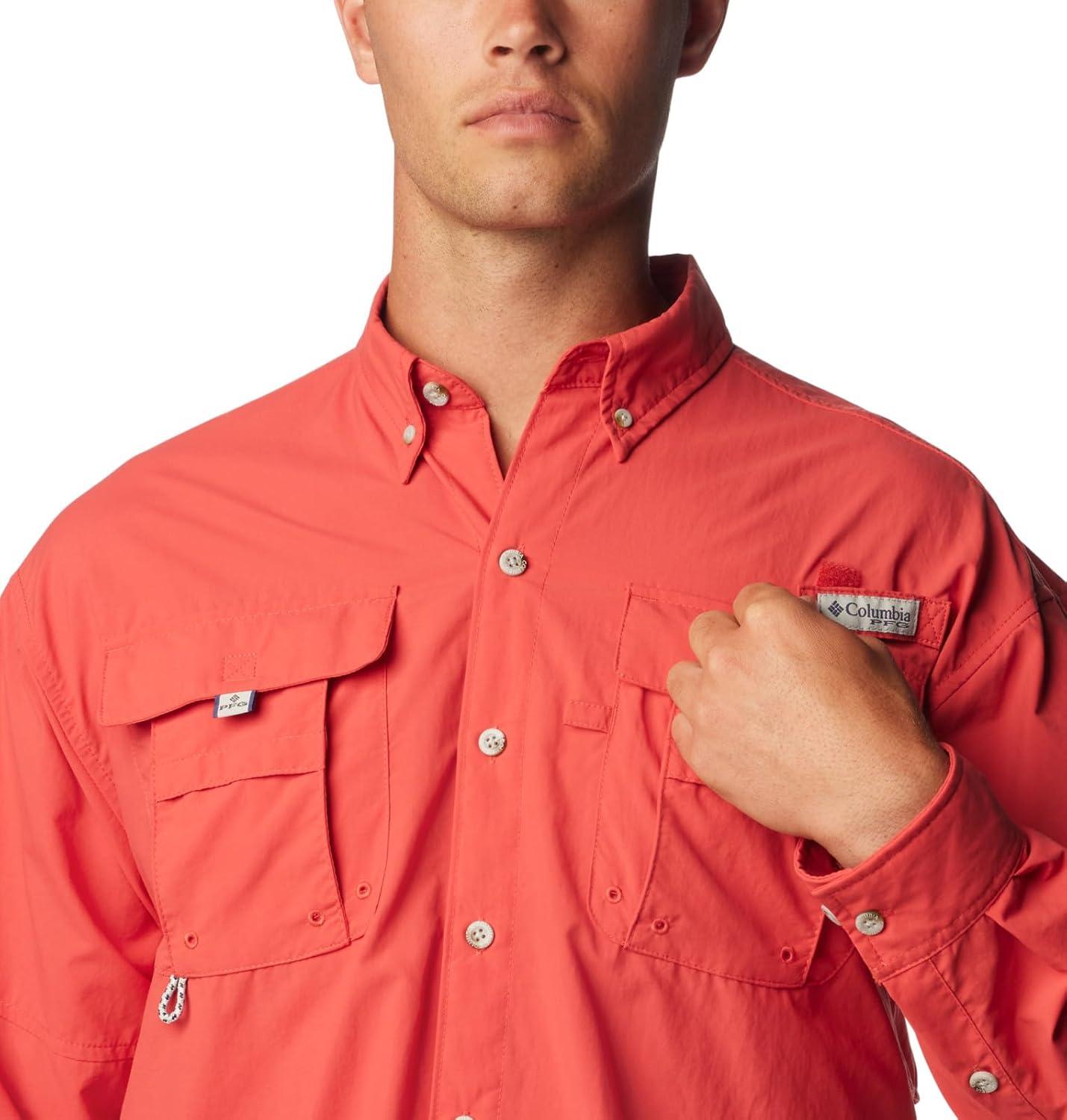 imageColumbia Mens PFG Bahama II Long Sleeve Fishing ShirtSunset Red