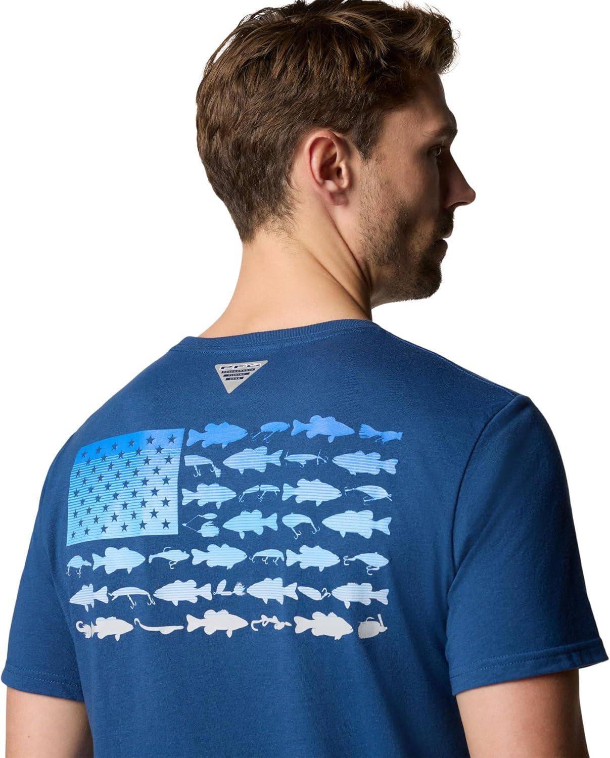 imageColumbia Mens PFG Fish Flag II Short SleeveCarbonVivid Blue Bass Lures