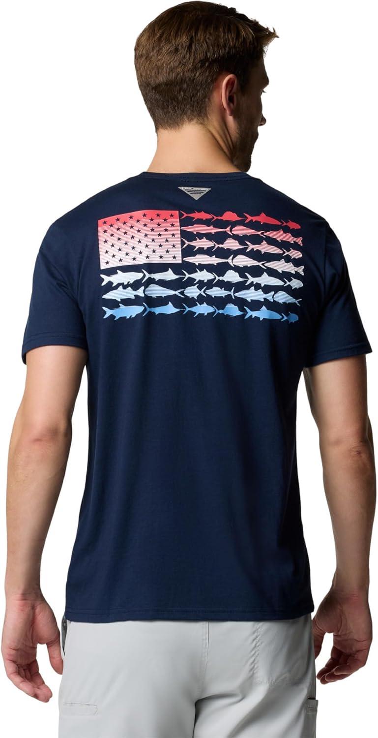 imageColumbia Mens PFG Fish Flag II Short SleeveCollegiate NavySunset Red Gradient