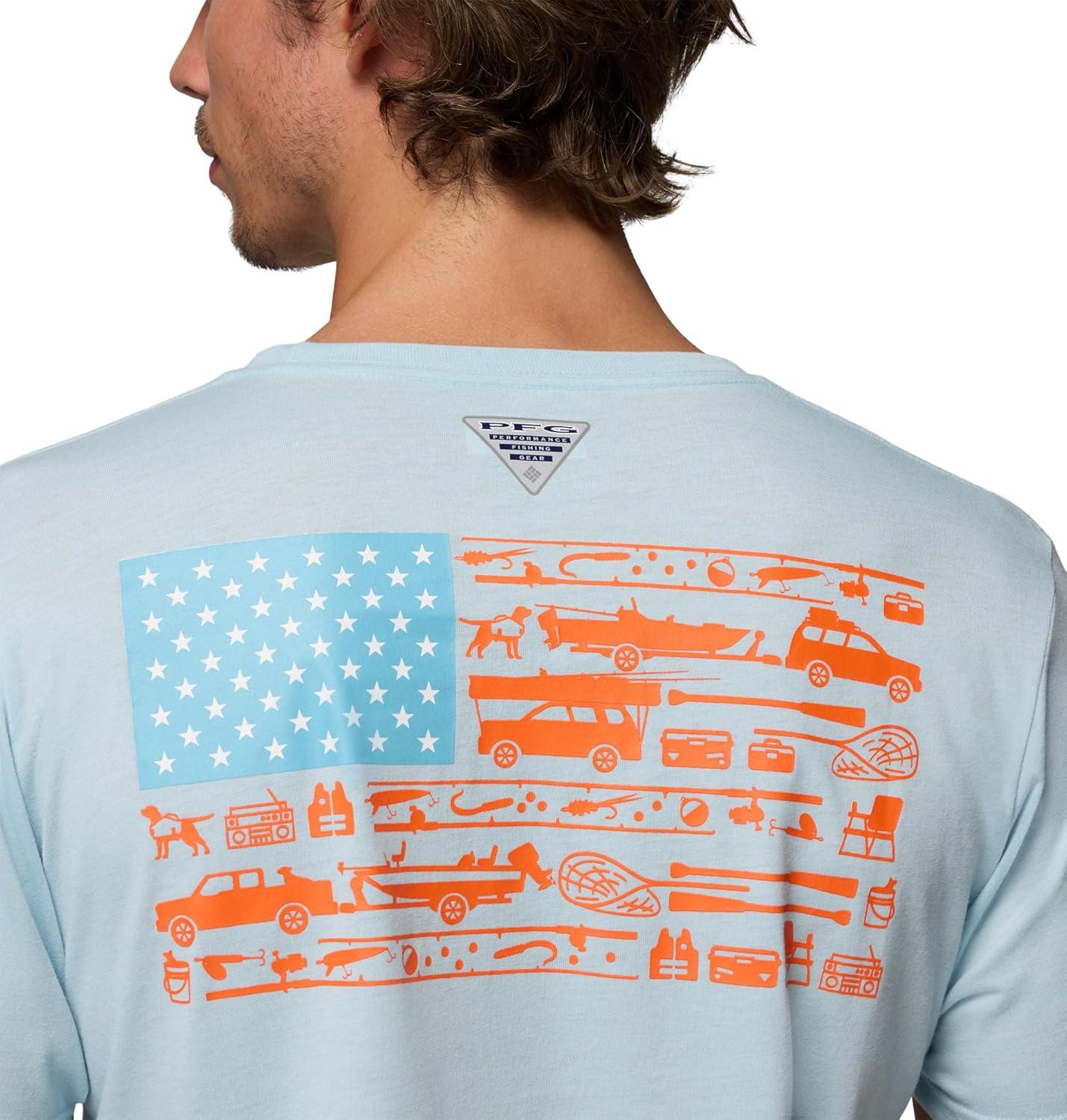imageColumbia Mens PFG Fish Flag II Short SleeveMarine Light Heather