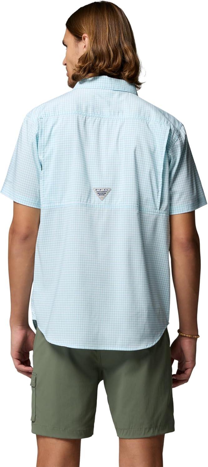imageColumbia Mens PFG Harbor Peak Short Sleeve ShirtMarine Light Micro Gingham