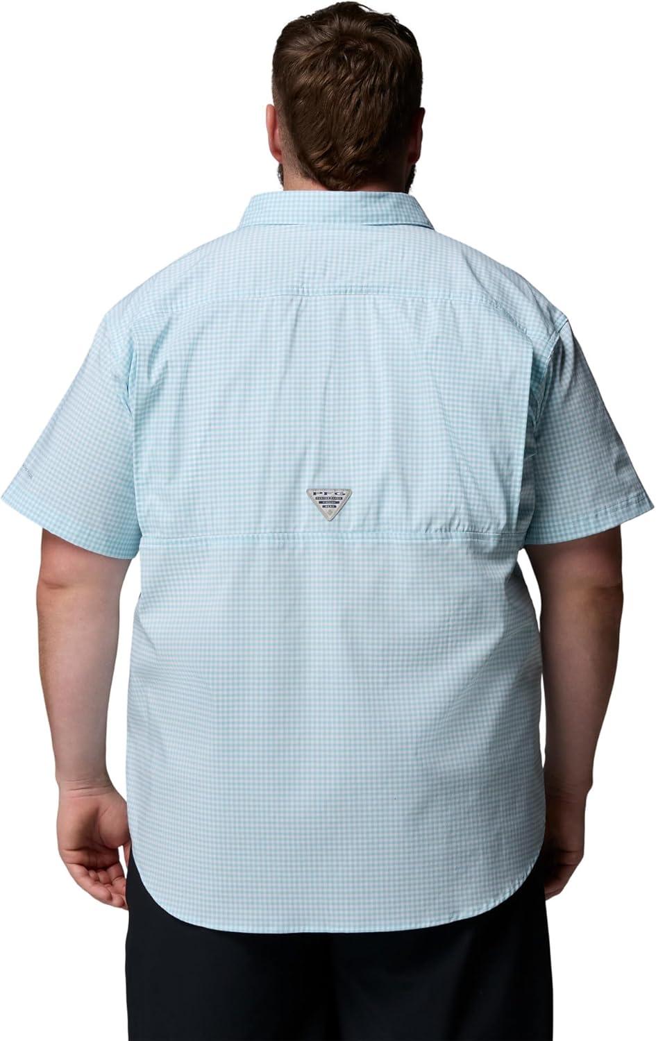 imageColumbia Mens PFG Harbor Peak Short Sleeve ShirtMarine Light Micro Gingham